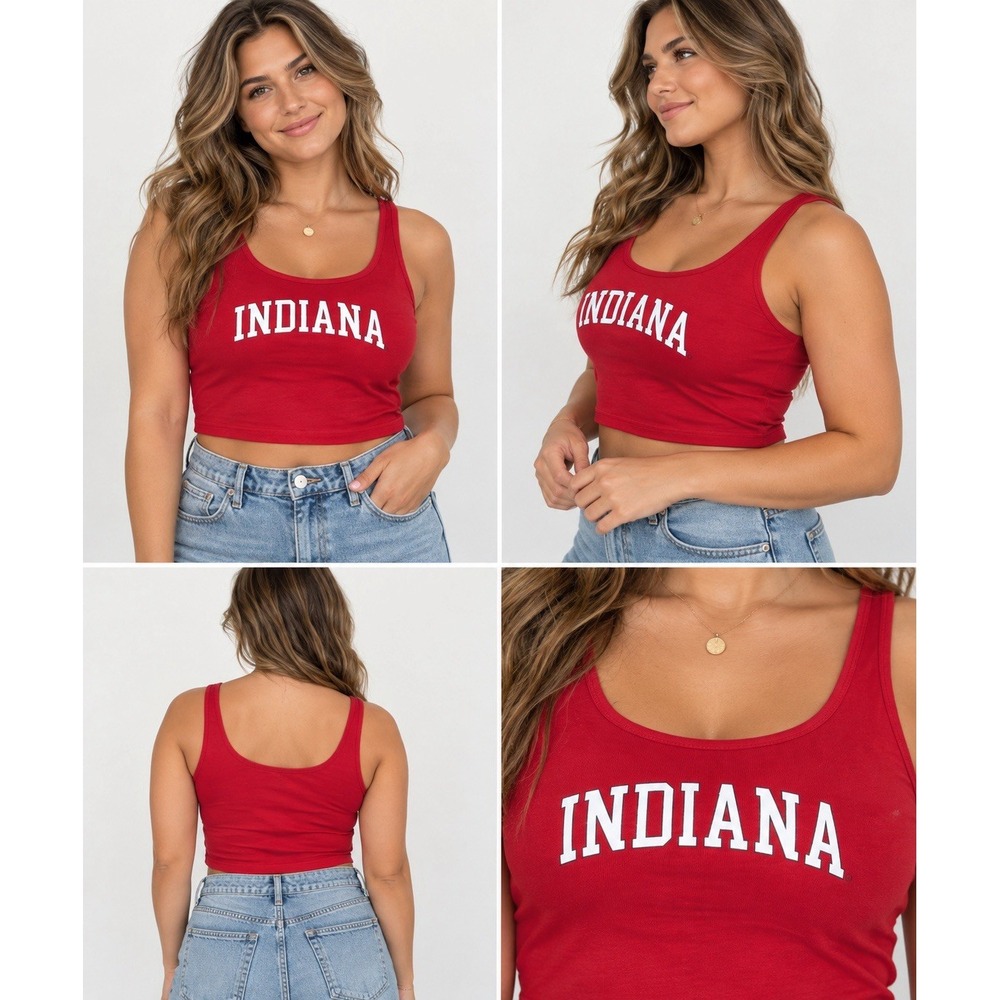 Type and Vice Indiana Hoosiers Womens Red Crop Tank Top Size L IU College